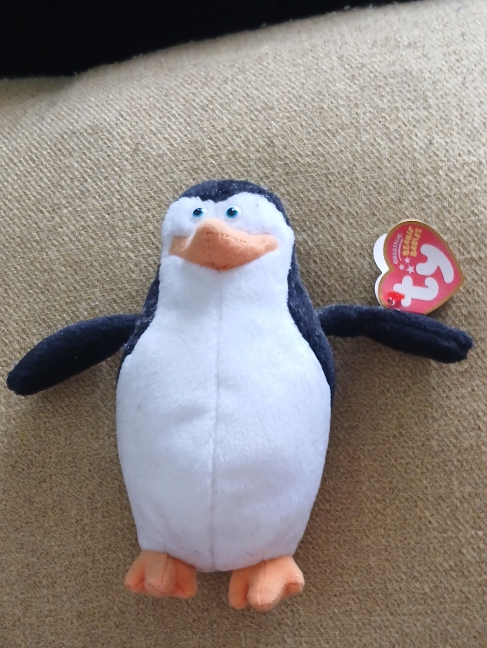 Ty Plush Penguin Toy - White, Black & Orange